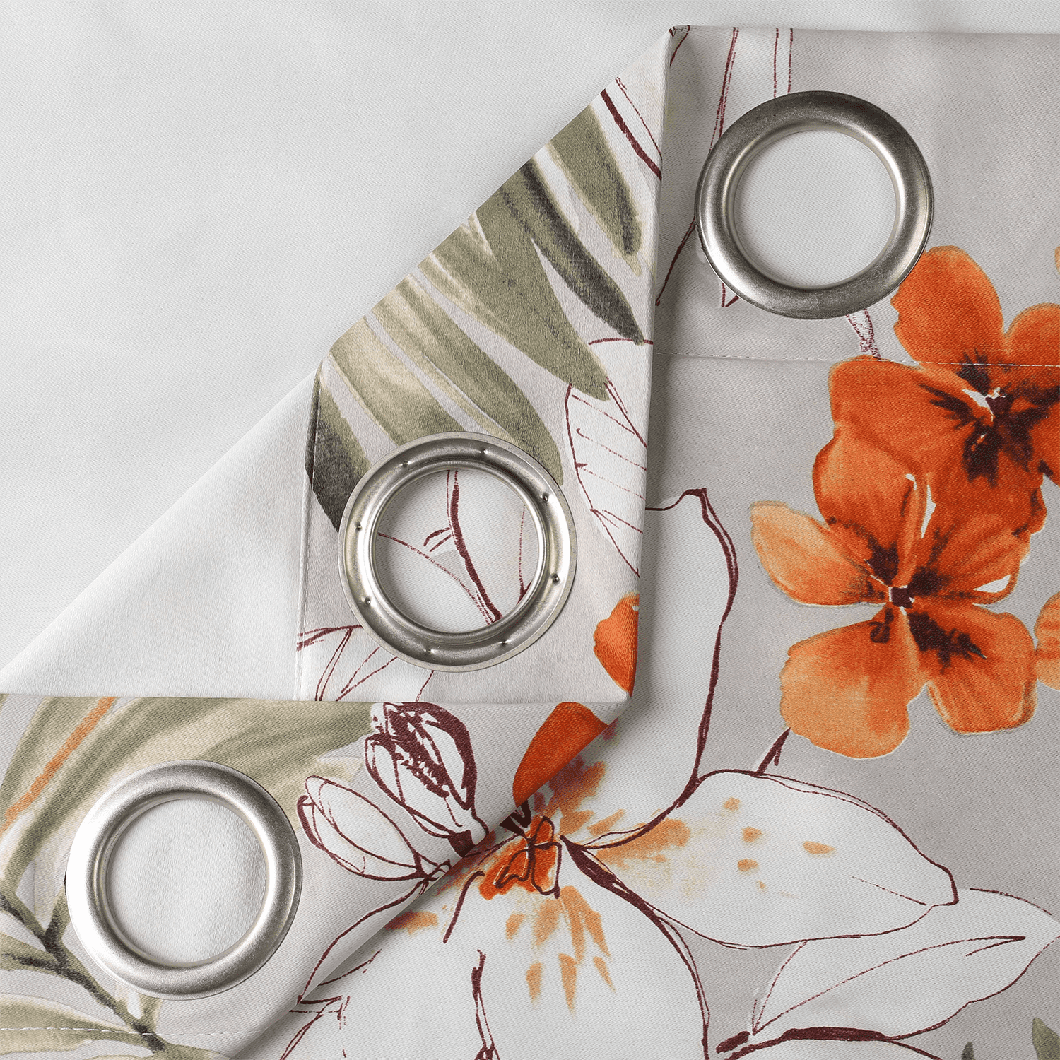 VOGOL Modern Orange Floral Pattern Print Unlined Thermal