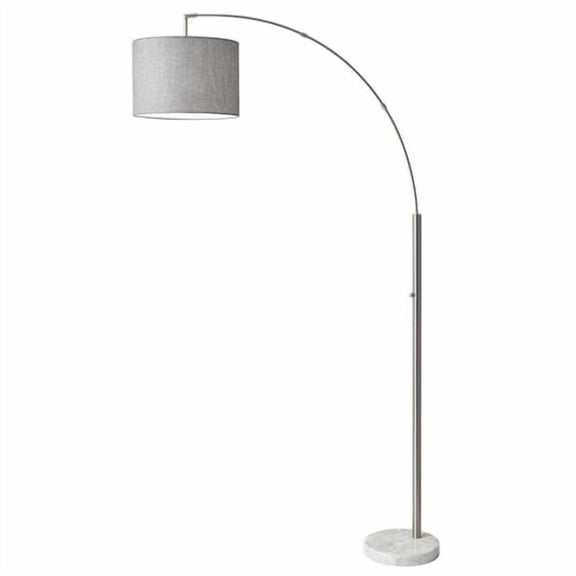 Adesso® Bowery Arc Floor Lamp, 73 1/2"H, Gray Shade/White Base