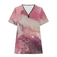 thumbnail image 4 of Women's V Neck Blouse Dressy Casual Tops for Lady Fashion 2024 Vintage Short Sleeve Loose Fit Flowy Tunic Tops Summer Clothes for Teen Girls Comfy Casual Shirts Tie Dye Pink T Shirts XL, 4 of 5
