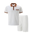 thumbnail image 3 of Mens Casual Manga Corta Botón Abajo Camisas, Nueva Moda Botón Solapa Bolsillos Superior Y Cordón Pantalones de Cintura Conjunto, 3 of 5