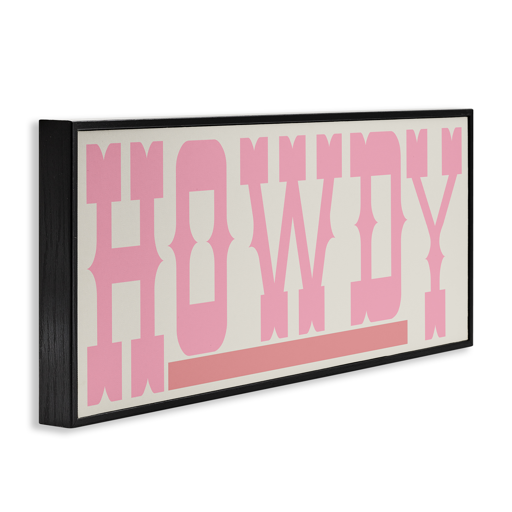 Stupell Industries Howdy Pink Text Typography Painting Black Framed Art Print Wall Art, 30 x 13