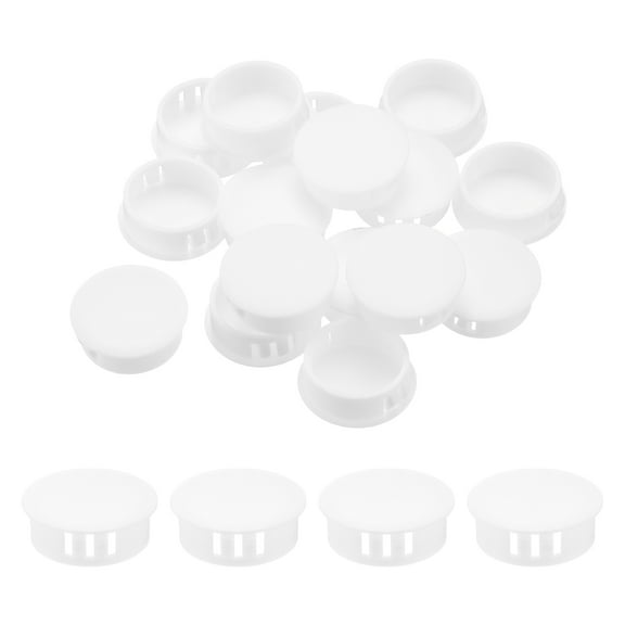 Uxcell 32Pcs 28mm(1 1/8') White Round Hole Plugs Nylon Plastic Flush Type Hole Plug Insert End Cap for Locking Hole Tube