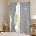 thumbnail image 3 of Manfei Kawaii Stars Blackout Curtains Set of 2 (38x54 Each),Kawaii Cartoon Theme Living Room Curtains,Gray White, 3 of 6