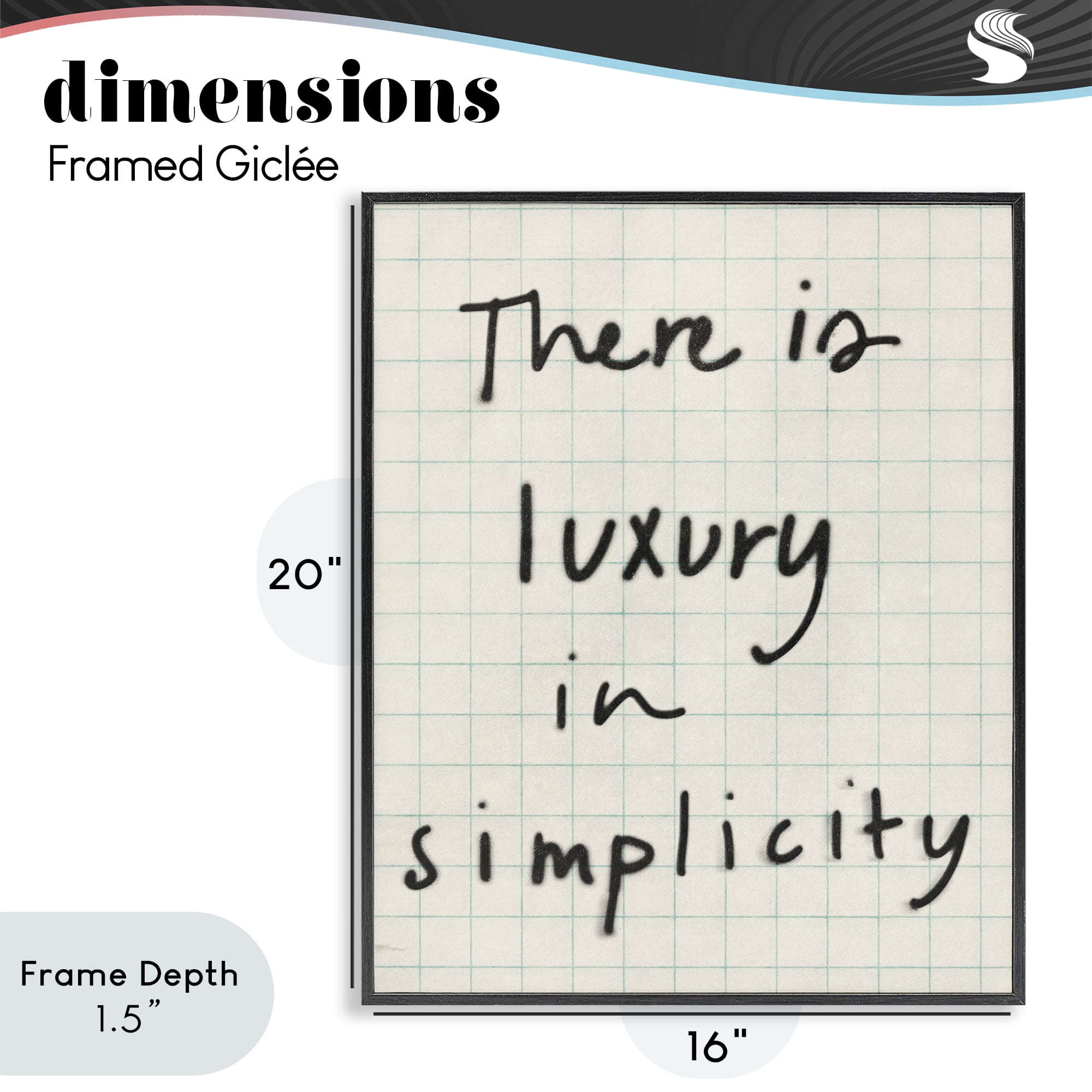 Stupell Industries Luxury In Simplicity Scrawl Black Framed Giclee Art, design by Victoria Barnes
