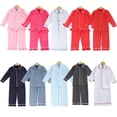 thumbnail image 4 of Pijamas navideños de algodón para niños y niñas, conjunto de 2 piezas con volantes, ropa para el hogar, suave y grueso, 4 of 4