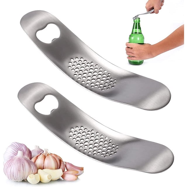 La prensa de ajo de acero inoxidable doblada multifuncional de 2 piezas se puede usar como abridor de botellas para utensilios de cocina para lavavajillas, súper resistente y duradero Sincero Electrónica