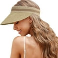 thumbnail image 2 of Awdenio Fitted Hats for Women Sun Hat Pearl Sun Visor Wide Brim Straw Sun Visor Hat Summer UV Protection Beach Sun Cap Ponytail Beach Hat, 2 of 4