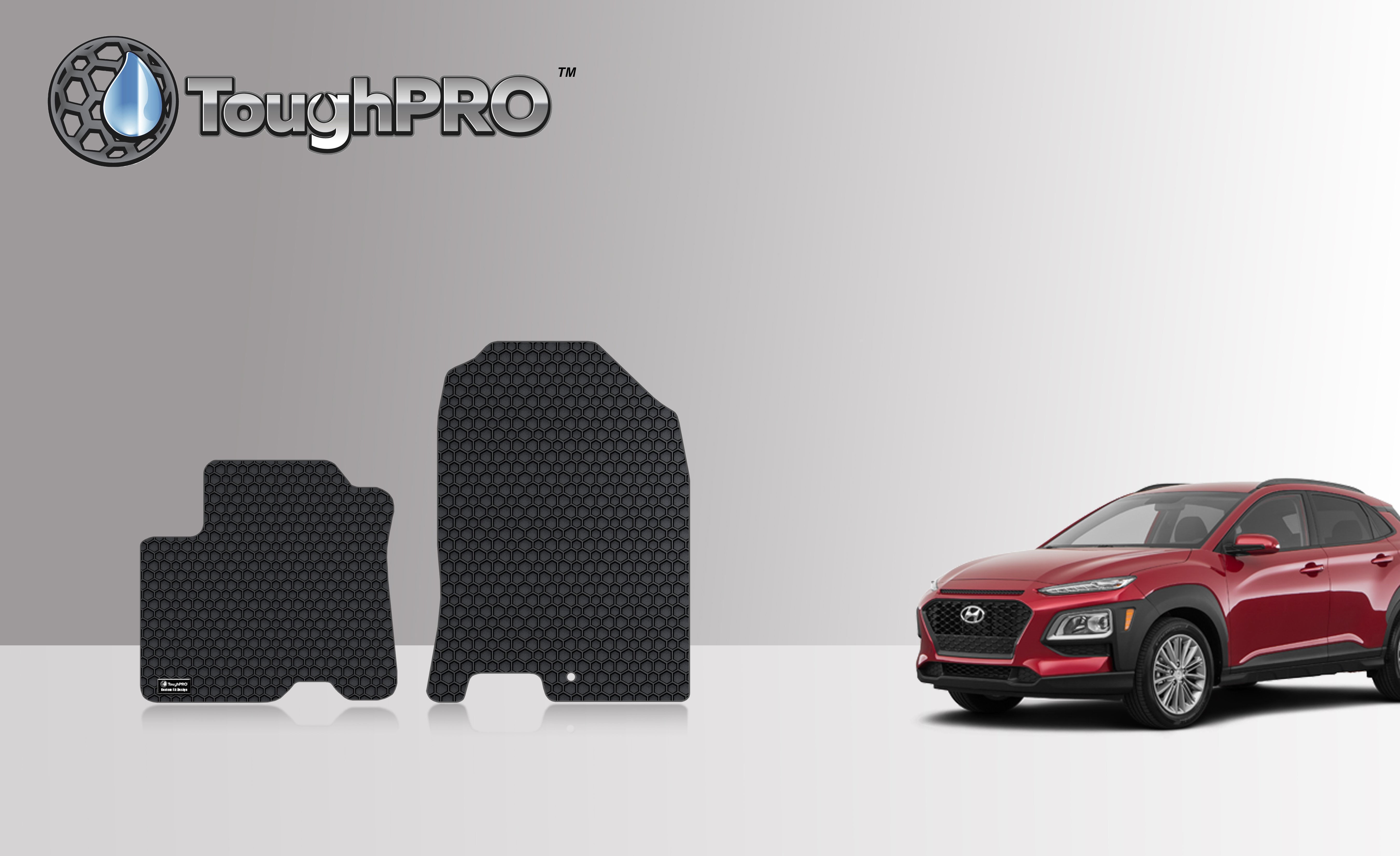 ToughPRO Floor Mat Accessories Two Front Mats Compatible with 2020 Hyundai Kona (Electric) - All 2020 Hyundai Kona All Weather Floor Mats