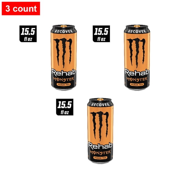 Monster Rehab Peach Energy Drink Can 15.5 fl oz - 3 count