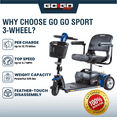thumbnail image 3 of Pride Mobility  Go Go Sport 3 Wheel Mobility Scooter, Includes Accessories, , Blue, 18 AH Battery, 3 of 11