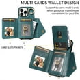 thumbnail image 6 of Decase Wallet Phone Case for iPhone 13 Pro Max, Shockproof Card Holder for Women,Adjustable & Detachable Crossbody Lanyard Strap with Built-in Ring Holder Stand PU Leather Cover Case, green, 6 of 8