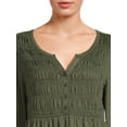 thumbnail image 4 of Time and Tru Women’s Smocked Peplum Top, Sizes XS-3XL, 4 of 5