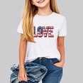thumbnail image 1 of hengsof T-Shirt Imprimé à Thème Patriotique pour Filles, Manches Courtes, Col Rond, Ample et Confortable, Adapté aux Enfants de 2 à 13 Ans, 1 of 7