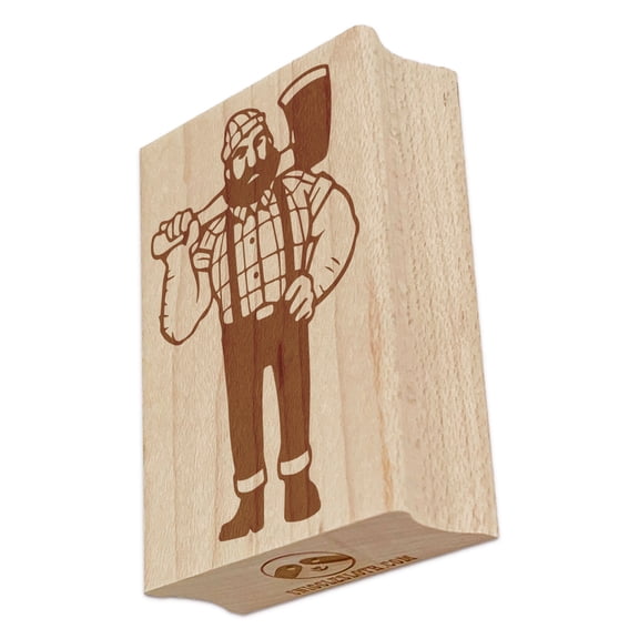 Lumberjack Man with Axe Rectangle Rubber Stamp Stamping Scrapbooking Crafting - Large 2.5in