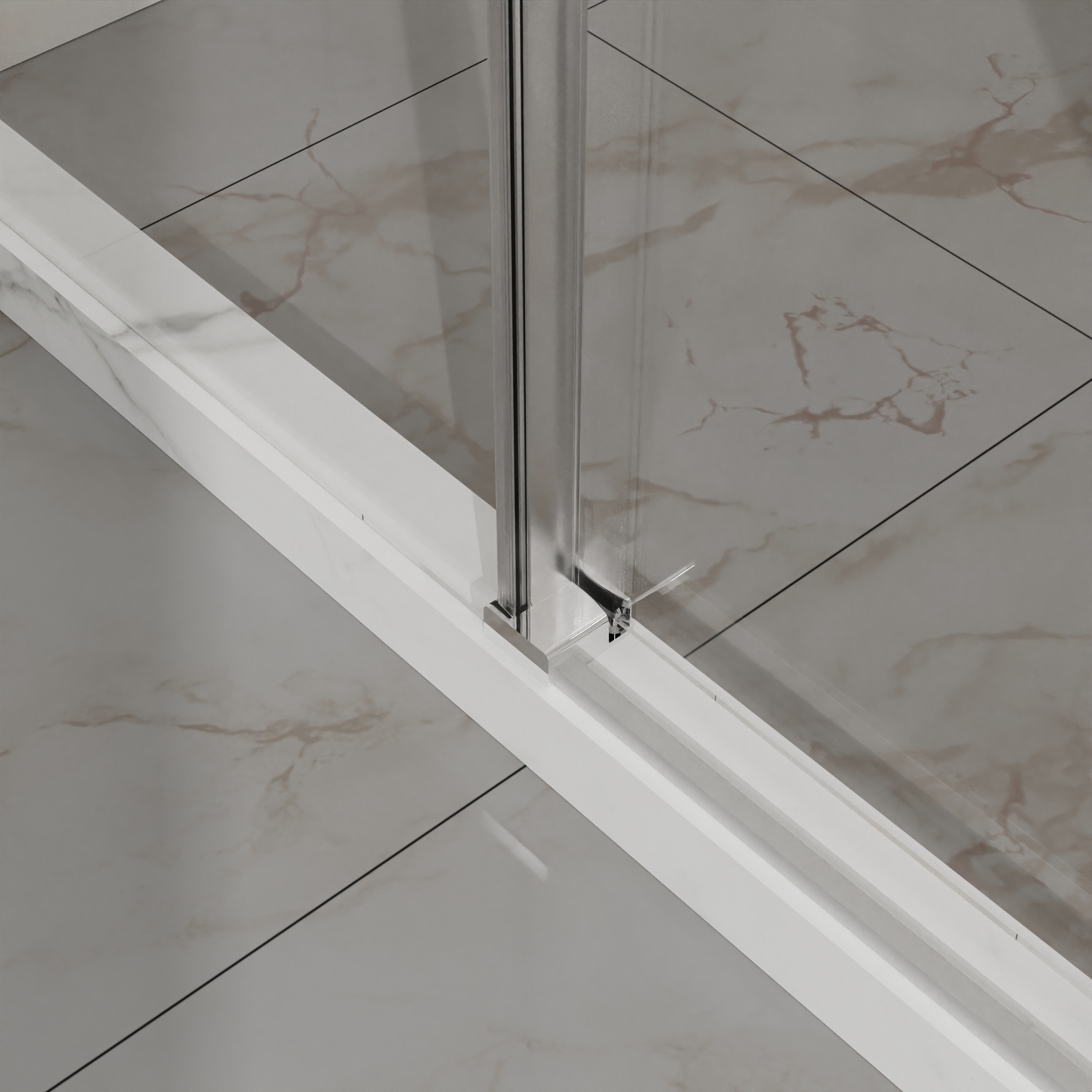 Frameless Shower Door, 48" W x 72" H Sleek Silent Sliding Glass Door, 1/4" (6mm) Thick Tempered Clear Glass with Easy-clean Coating, Heavy-Duty 304 Stainless Steel, Chrome02