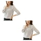 thumbnail image 2 of Guardurnaity Blusa de mujer Top de manga larga V Cuello de manga larga con raya delantera en blanco y negro Blanco L 2piezas, 2 of 6