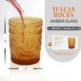 thumbnail image 4 of Tuscan Rocks Glass Set - Amber, Dishwasher Safe, Chic Vintage Style - 8 oz - Ideal for Gin, Mixed Cocktails, Bourbon, Margaritas, Soft Drinks, Beer, Water - Mexican Style Glasses - Set of 4, 4 of 14