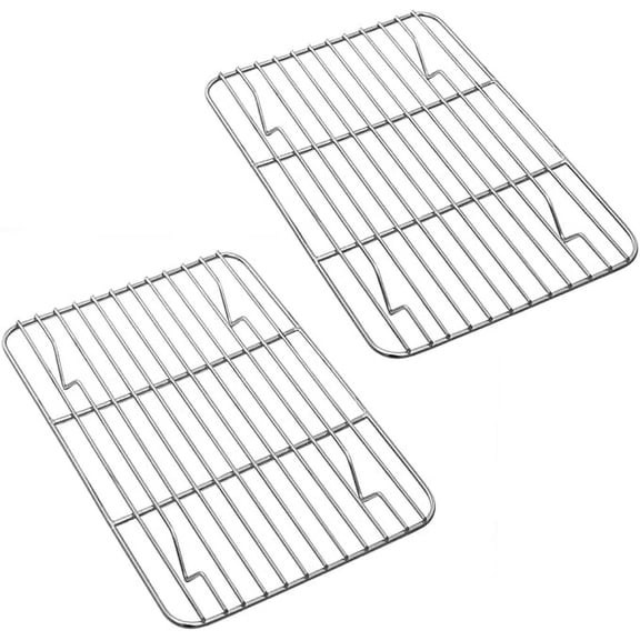 Cooling Rack Set of 2 Stainless Steel, Oven Safe Grid Wire Racks for Cooking & Baking - 9.8" x 7.5"