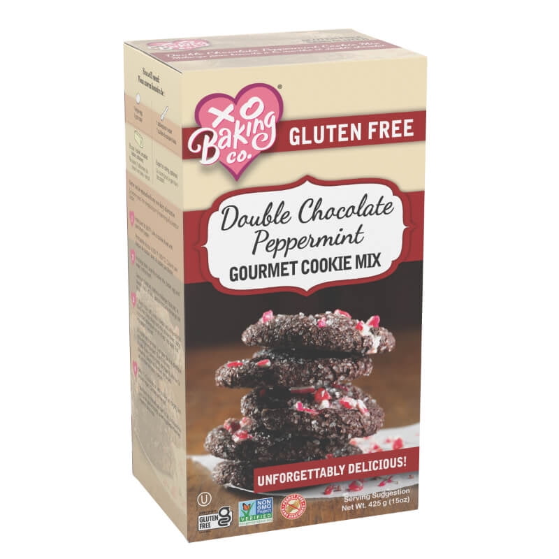 XO Baking Co. Gluten Free Double Chocolate Peppermint Gourmet Cookie Mix; Non-GMO; Kosher; Dairy Free; Peanut Free; No Preservatives; No Artificial Flavors or Colors, 15oz