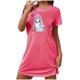 thumbnail image 1 of Camisón corto de talla grande para mujer, camisón de manga corta con estampado de pecho a la moda, camisón para mujer, 1 of 3