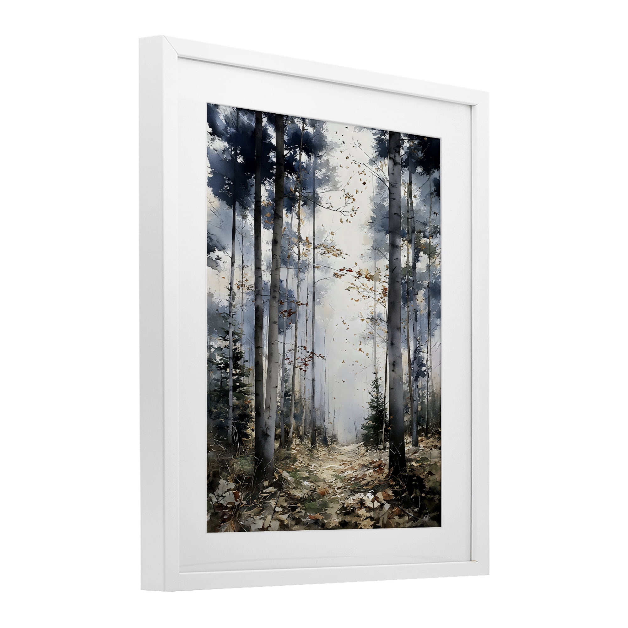 Stupell Industries Cold Woods Birch Forest White Framed Print Under Glass, design by Franklyn Gregory