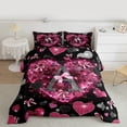 thumbnail image 2 of Homewish Initial A Letter Queen Comforter Set, Kawaii Princess Bowknot Bedding Sets, Romantic Love Heart Reversible Bedding Comforter Set, Breathable Home Decor, 3 Pieces, 2 of 8