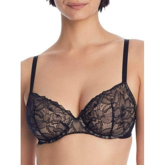 NEARLYNUDE Midnight The Poppy Lace Underwire Demi Bra, US 38C, UK 38C, NWOT