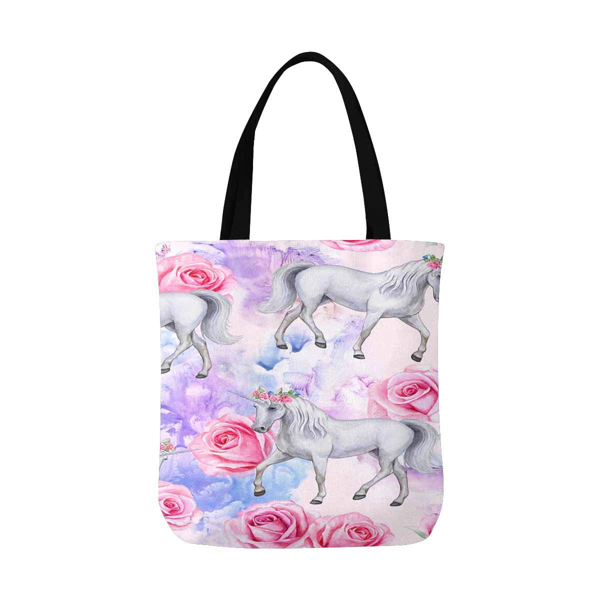 ASHLEIGH Unicorn Pink Roses Reusable Grocery Bags Shopping Bag Canvas ...