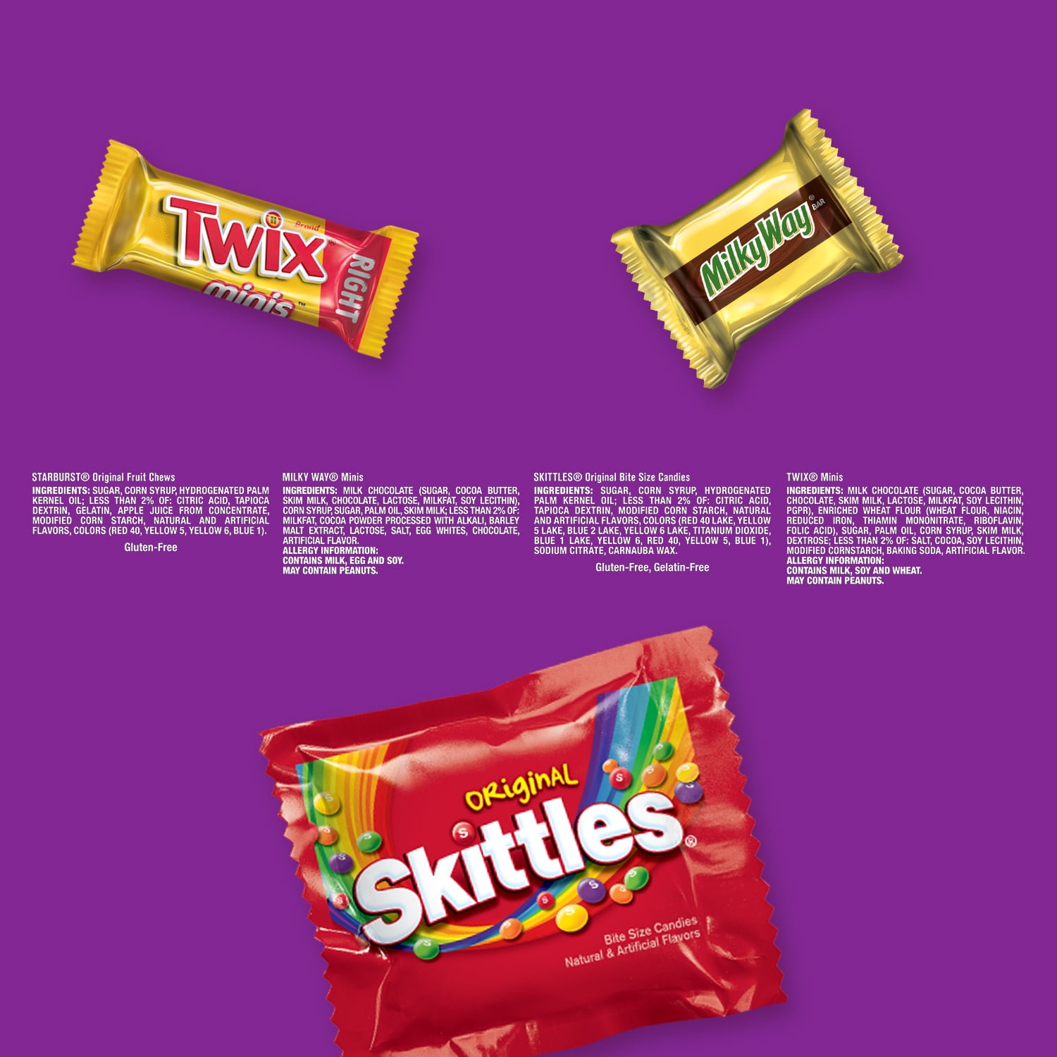 (3 pack) Twix, Milky Way, Skittles & Starburst Variety Assortment, Party Size - 21.82 oz Bulk Bag