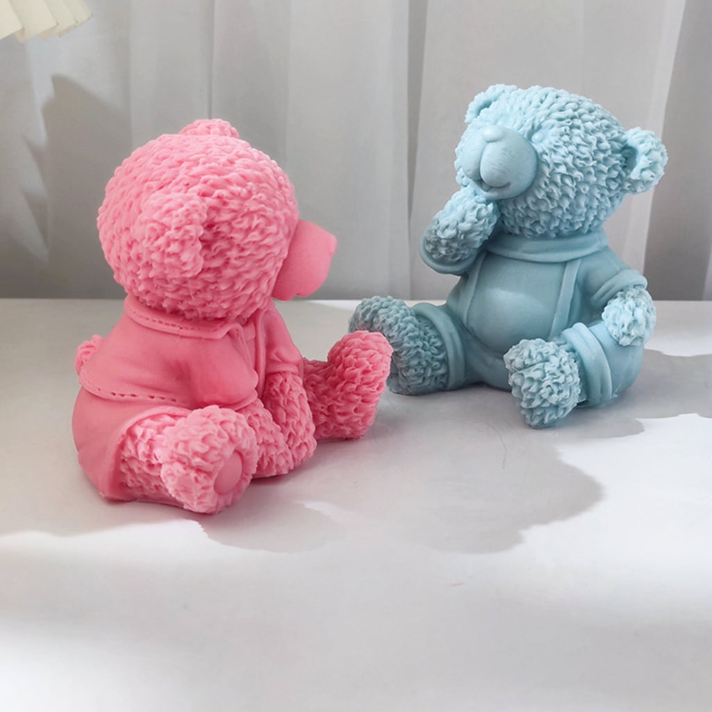 ZPAQI Candle Mold for Candle Making Sitting Bear Silicone Mold Aromatherapy Plaster