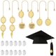 thumbnail image 1 of 9 juegos de 3 estilos de dijes para birretes de graduación dorados de 2025 años, dije conmemorativo con borla para birrete, foto, vestido, ceremonia, cadena colgante con cabujón de cristal decorativo., 1 of 6
