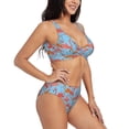 thumbnail image 2 of Wukai Flamingo Women's Bikini Set Two Piece,wimsuit High Waisted V Neck Twist Front Adjustable Spaghetti Straps Bathing Suit-, 2 of 7