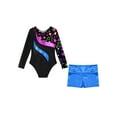 thumbnail image 6 of Sholeno Kids Girls Long Sleeve Dance Biketards with Shorts for Ballet Tumbling Gymnastics Dancewear Royal Blue 10, 6 of 7