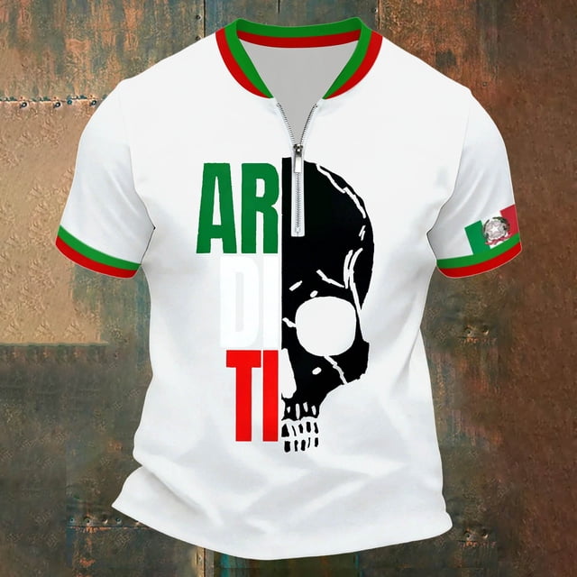 Chemise à Manches Courtes Performance Design Italien avec Demi-Fermeture à Glissière et Col pour Usage Quotidien et Mode Urbaine par Italian