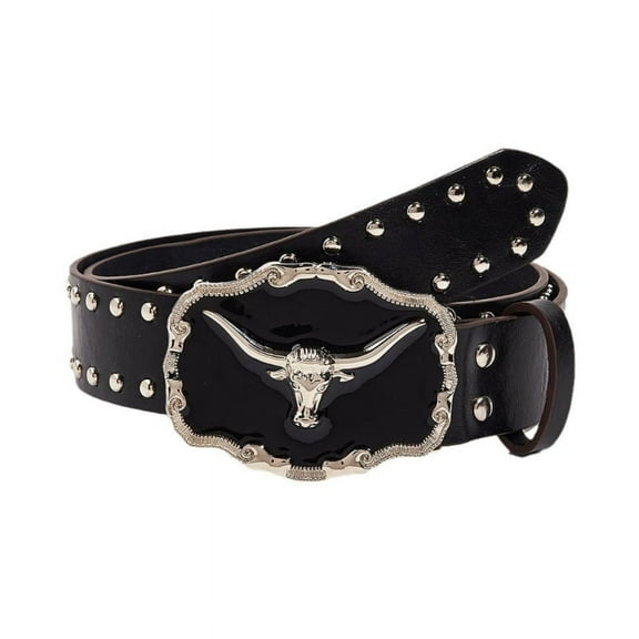 MANNYA Black Waist Chain Cowgirl Embossing Belt for Women Prom Banquet Club Party