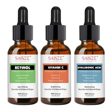 SAISZE Vitamin C Serum Kit, Anti-Aging Face Serum, Retinol Serum & Vitamin C Serum & Hyaluronic Acid Serum Set for Firming, Hydrating for Face Day & Night Skin Care