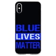 thumbnail image 1 of DistinctInk Clear Shockproof Hybrid Case for iPhone XR (6.1" Screen) - TPU Bumper, Acrylic Back, Tempered Glass Screen Protector - Blue Lives Matter Law Enforcement - First Responders, 1 of 5