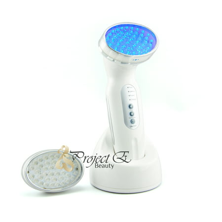 Wireless Red Blue LED Light Photon Therapy Collagen Boost Skin Firming Wrinkles Acne Removal Light Facial Beauty (Best Light Therapy For Wrinkles)