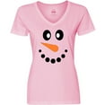 thumbnail image 3 of Inktastic Cute Smiling Snowman Face with Carrot Nose Women's V-Neck T-Shirt, 3 of 5
