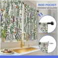 thumbnail image 5 of Spring Floral Kitchen Curtains - Botanical Leaf Rustic Small Short Cafe Tier Curtains for Living Room Rod Pocket Window Drapes 36 Inch Length 2 Panels Set 28"x36", 5 of 5