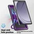 thumbnail image 4 of Case for Galaxy Tab A9+ 11.0" 2023 SM-X210/SM-X215/SM-X216, Heavy Duty Rugged Durability TPU PC Cover with 360° Rotating Ring Foldable Kickstand & Shoulder Strap & Pencil Holder Cover, Purple, 4 of 9