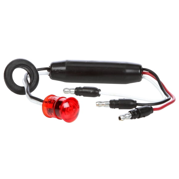 Truck-Lite 33203R Luz de gálibo de marcador (Serie 33 LED de doble función rojo redondo 1 diodos P2 ojal de goma negro cableado 180 terminal tipo bala kit de 12 V)