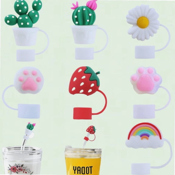 Straw Covers for Reusable Straws, Set of 7, 12mm/0.47in, Dust-Proof Silicone Caps, Large Diameter Straw Hats