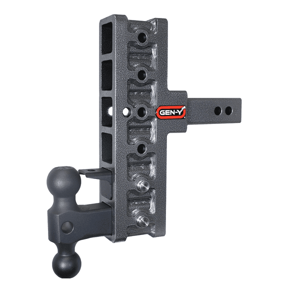 GEN-Y GH-426 MEGA-DUTY Adjustable 7.5" Offset Drop Hitch with GH-031 Dual-Ball, GH-032 Pintle Lock for 2" Receiver - 10,000 LB Towing Capacity - 1,500 LB Tongue Weight