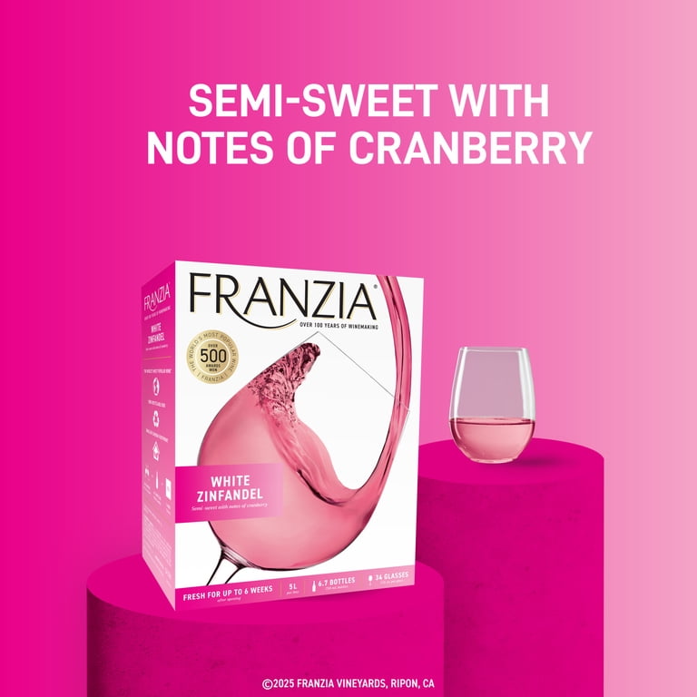 Franzia White Zinfandel, Pink Wine, 5L - Walmart.com