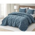 thumbnail image 2 of Chezmoi Collection George 3-Piece Jacquard Quilt Set Queen Size, Blue Textured Woven Lightweight Rectangle Quilted Bedspread for All Seasons (1 Quilt 92x96 inches, 2 Shams), 2 of 9