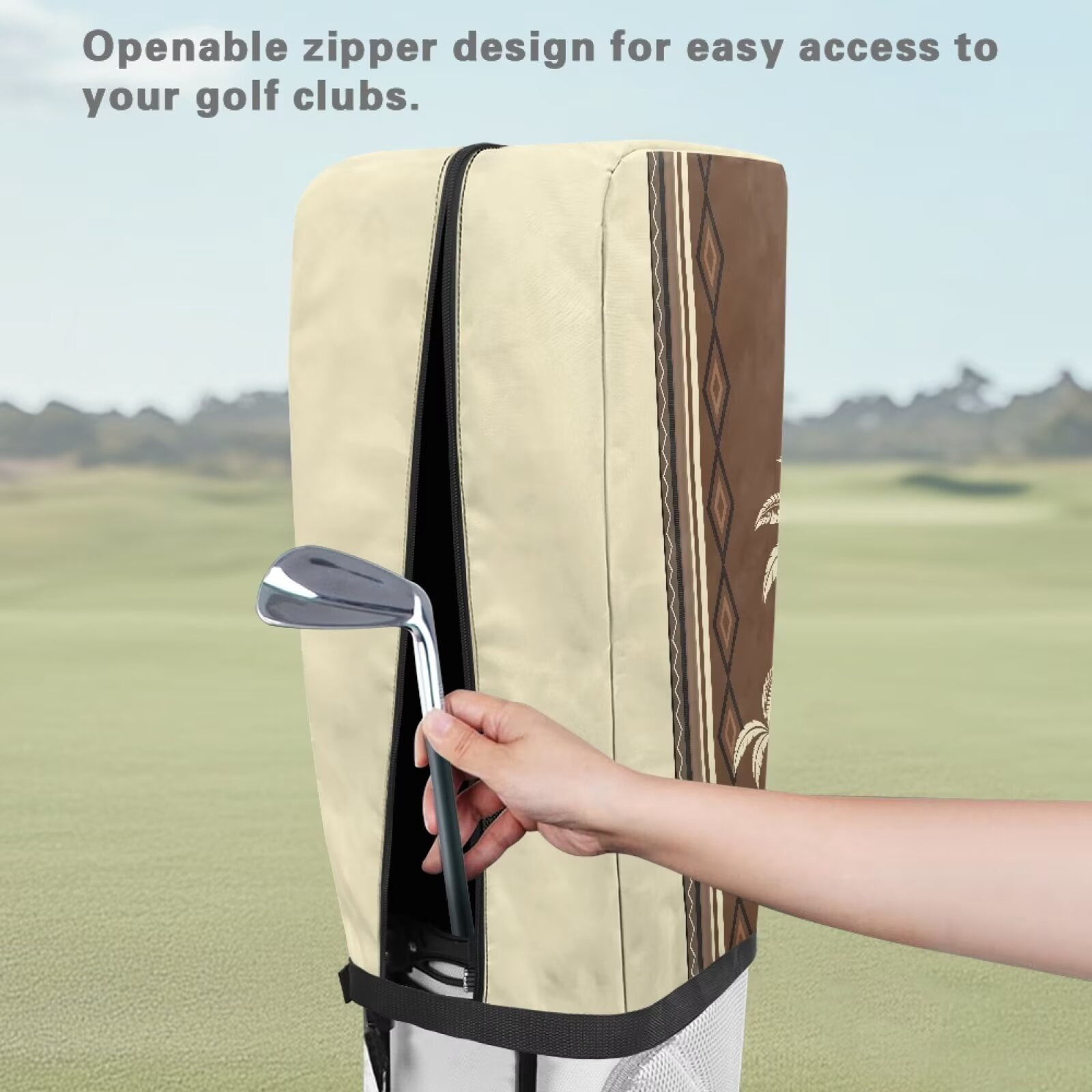 Chririnla Aztec Tribal Palm Portable Golf Bag Dust Cover with Snap Button Universal Club Protector for Most Stand Bags, Cart Bags & Tour Bags