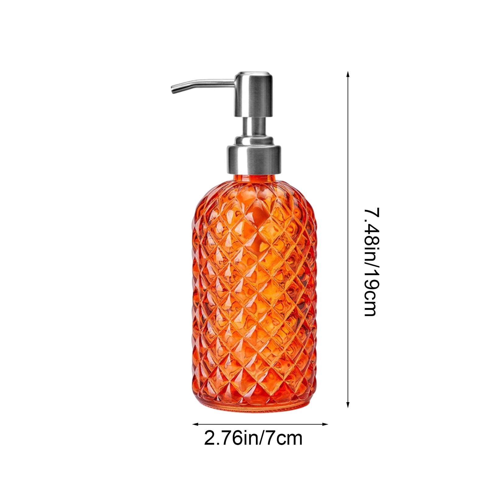 Foaming Soap Dispenser Glass Bottle with Foam Pump, Orange Pineapple Design for Hand Soap and Body Wash, Refillable Dispenser for Bathroom, Kitchen, and Countertop Decor (2 Pcs)