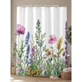 thumbnail image 4 of Shower Curtains Wildflower Bath Curtain Color Floral Leaves Waterproof Bathroom Shower Curtain Set with Hooks Decoration 72 x 72 Inches, 4 of 7