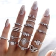 thumbnail image 2 of UDIYO 15Pcs/Set Women Bohemian Artificial Gemstone Rhinestone Finger Ring Jewelry Gift, 2 of 6